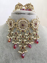 Maroon Red Polki Pearl Kundan Choker set/Statement Necklace Set/Indian Jewelry/Pakistani Jewelry set/Wedding necklace/Bridal necklace/Indian