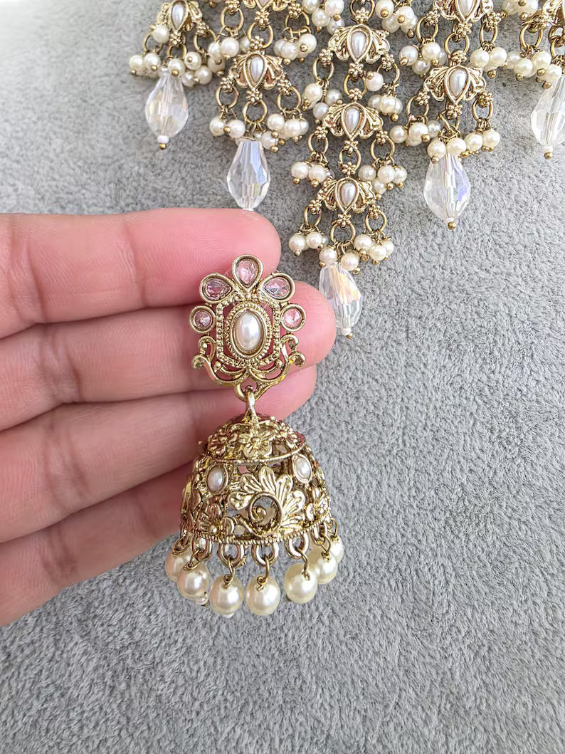 Antique Polki Pearl Kundan Choker set/Statement Necklace Set/Indian Jewelry/Pakistani Jewelry set/Wedding necklace/Bridal necklace/Indian