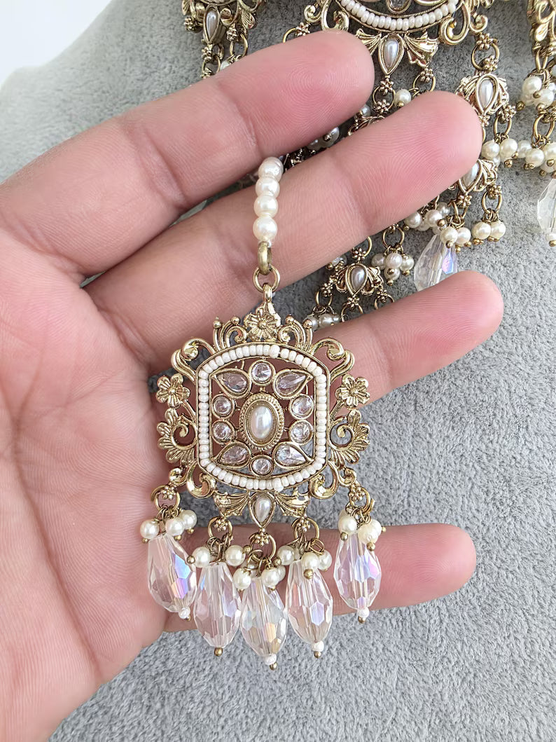 Antique Polki Pearl Kundan Choker set/Statement Necklace Set/Indian Jewelry/Pakistani Jewelry set/Wedding necklace/Bridal necklace/Indian