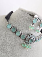 Mint Green Handcrafted Oxidized Necklace/Oxidized Indian Jewelry/Boho Jewelry Necklace/Afghan Choker/Afghani jewelry/gypsy necklace