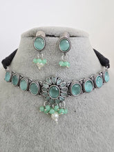 Mint Green Handcrafted Oxidized Necklace/Oxidized Indian Jewelry/Boho Jewelry Necklace/Afghan Choker/Afghani jewelry/gypsy necklace
