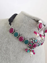 Ruby green Handcrafted Oxidized Necklace/Oxidized Indian Jewelry/Boho Jewelry Necklace/Afghan Choker/Afghani jewelry/gypsy necklace