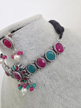 Ruby green Handcrafted Oxidized Necklace/Oxidized Indian Jewelry/Boho Jewelry Necklace/Afghan Choker/Afghani jewelry/gypsy necklace