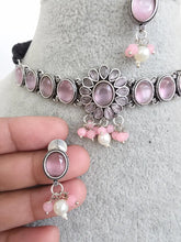 Pink Handcrafted Oxidized Necklace/Oxidized Indian Jewelry/Boho Jewelry Necklace/Afghan Choker/Afghani jewelry/gypsy necklace