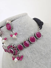 Ruby Handcrafted Oxidized Necklace/Oxidized Indian Jewelry/Boho Jewelry Necklace/Afghan Choker/Afghani jewelry/gypsy necklace