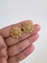 Small gold-plated Stud Earrings/Antique tops/Indian Studs/Indian Earrings/Temple Jewelry/South indian earrings/Length and Width 20mm