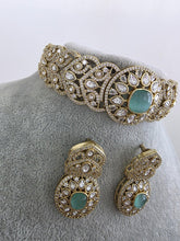 Mint Green Victorian Moissanite kundan Necklace, Indian Bridal Jewelry, Bollywood Sabyasachi Designer necklace, Indian Pakistani Wedding