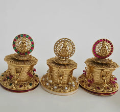 Indian Gold Plated Sindoor Box/Kumkum Box/Wedding Gift/Pooja Accessory/Kumkum and Turmeric/Indian Wedding/Indian Decor, Gifting Favors
