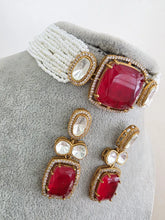 Ruby Red Doublet Moissanite Kundan Choker set/Statement Necklace Set/Indian Jewelry/Pakistani Jewelry set/Wedding necklace/Bridal necklace