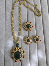 Ruby Green Sabyasachi Natural Stone Chain Pendant Set with Finger Ring, Long Pendant Mala Necklace/Gold Long necklace/Mala/Indian wedding