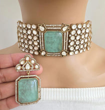 Mint Green Doublet Victorian Moissanite polki CZ Choker Necklace, Sabyasachi Necklace, Statement Necklace, Designer,Indian,Pakistani Jewelry