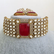 Ruby Red Doublet Victorian Moissanite polki CZ Choker Necklace, Sabyasachi Necklace, Statement Necklace, Designer,Indian,Pakistani Jewelry