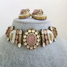 Pink Victorian Mother Of Pearl Statement Choker, Sabyasachi Inspired Choker, Designer necklace,Indian Pakistani Jewelry for Wedding