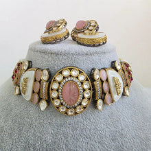 Pink Victorian Mother Of Pearl Statement Choker, Sabyasachi Inspired Choker, Designer necklace,Indian Pakistani Jewelry for Wedding