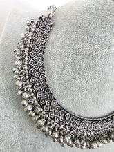 Oxidized Gungroo Necklace/Oxidized Indian Jewelry/Boho Jewelry/Bib Choker Necklace/Afghan Choker/Afghani jewelry/gypsy necklace/