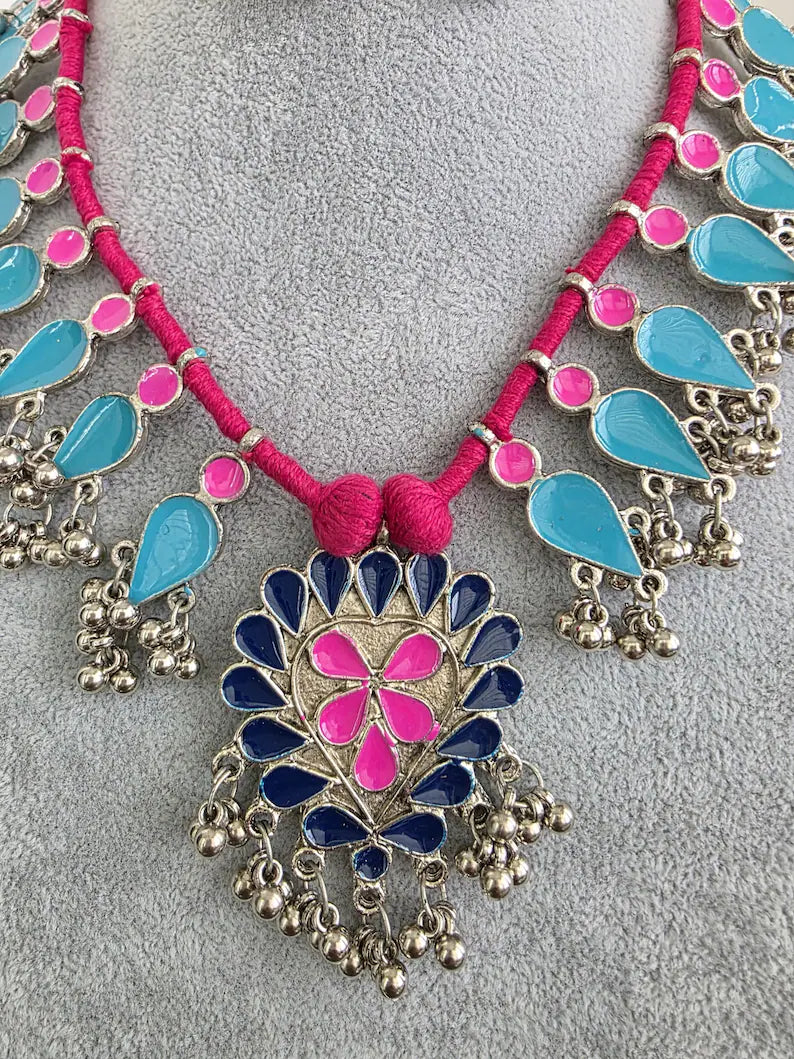 Afghani Necklace /oxidized Necklace/Oxidized Indian Jewelry/Boho Jewelry/Bib Necklace/Afghan necklace/Afghani jewelry/gypsy necklace