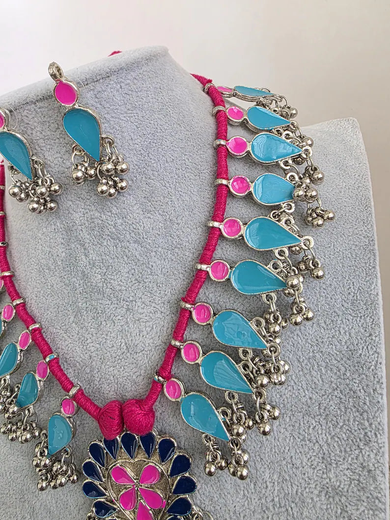 Afghani Necklace /oxidized Necklace/Oxidized Indian Jewelry/Boho Jewelry/Bib Necklace/Afghan necklace/Afghani jewelry/gypsy necklace