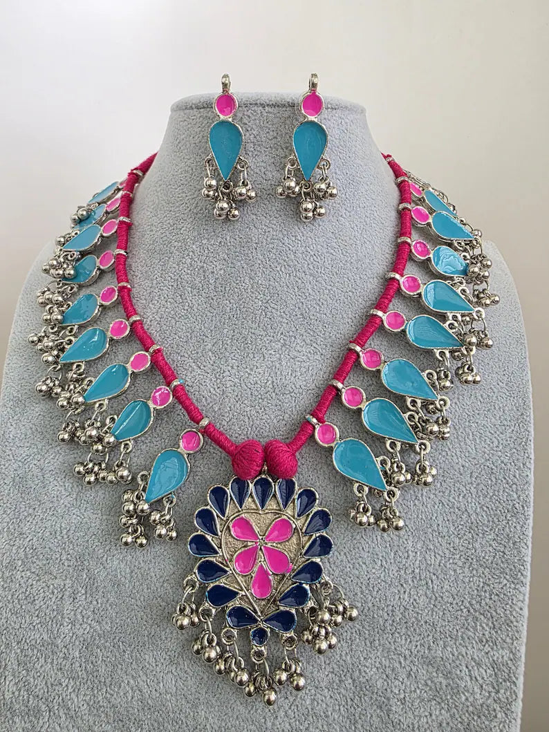 Afghani Necklace /oxidized Necklace/Oxidized Indian Jewelry/Boho Jewelry/Bib Necklace/Afghan necklace/Afghani jewelry/gypsy necklace