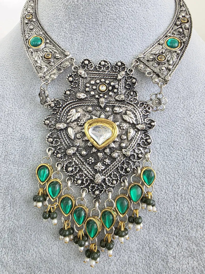 Afghani Necklace /oxidized Necklace/Oxidized Indian Jewelry/Boho Jewelry/Bib Necklace/Afghan necklace/Afghani jewelry/gypsy necklace