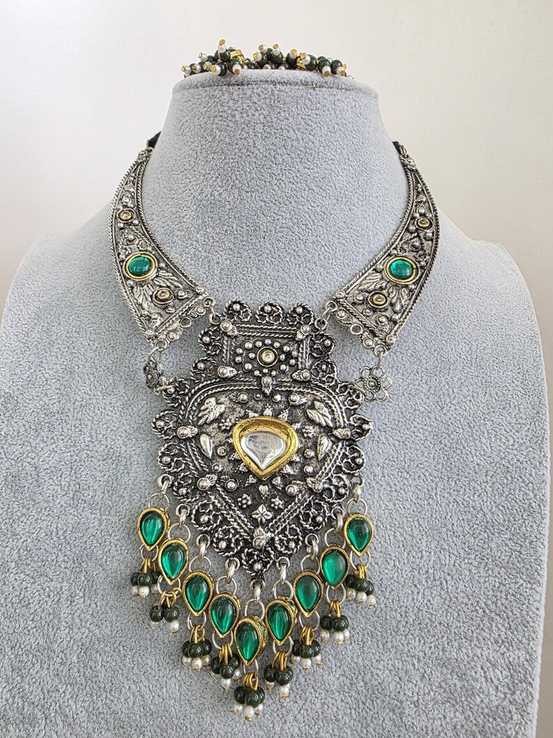 Afghani Necklace /oxidized Necklace/Oxidized Indian Jewelry/Boho Jewelry/Bib Necklace/Afghan necklace/Afghani jewelry/gypsy necklace