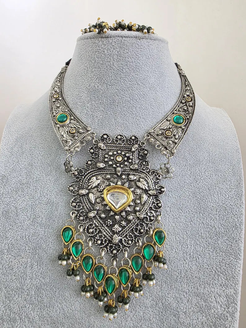 Afghani Necklace /oxidized Necklace/Oxidized Indian Jewelry/Boho Jewelry/Bib Necklace/Afghan necklace/Afghani jewelry/gypsy necklace