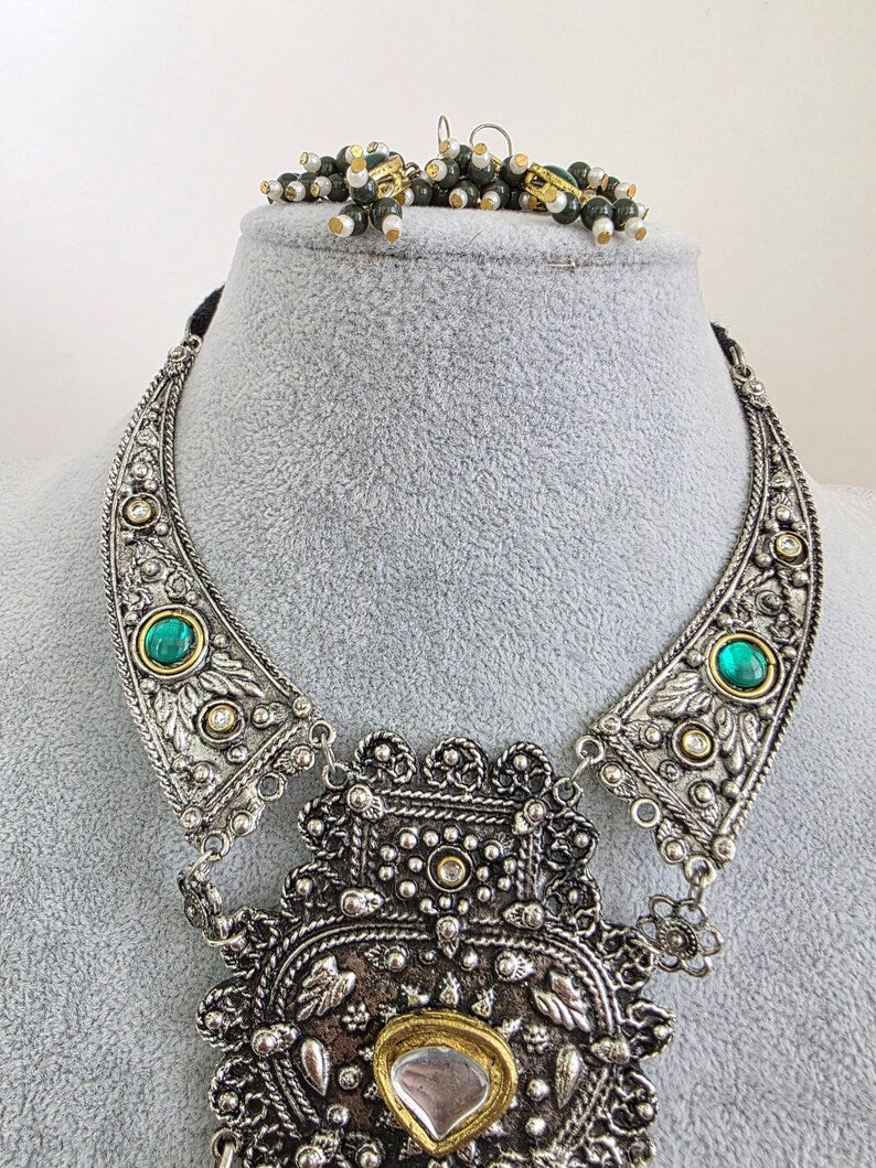 Afghani Necklace /oxidized Necklace/Oxidized Indian Jewelry/Boho Jewelry/Bib Necklace/Afghan necklace/Afghani jewelry/gypsy necklace