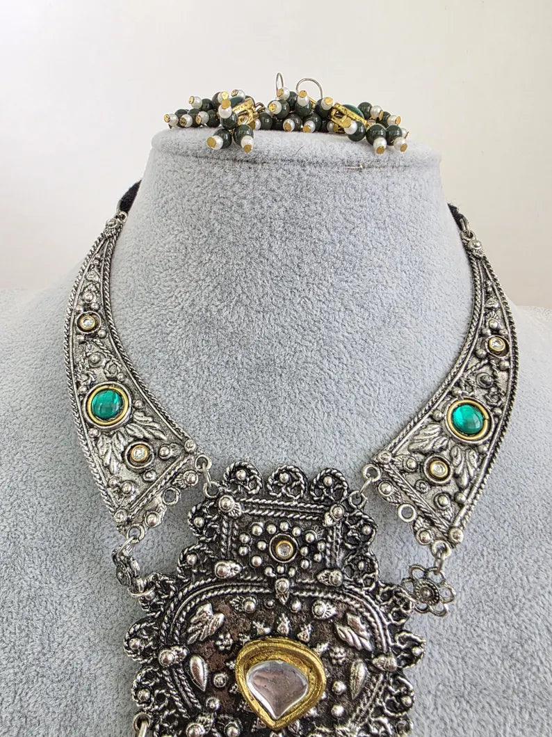 Afghani Necklace /oxidized Necklace/Oxidized Indian Jewelry/Boho Jewelry/Bib Necklace/Afghan necklace/Afghani jewelry/gypsy necklace