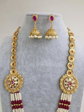 Ruby Long gold-plated mala Necklace/Pearl Kundan Long Necklace Indian Long Necklace/Indian Necklace/ Mala/Indian Wedding/Rani Haar