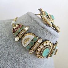Mint Green Victorian Mother Of Pearl Statement Choker, Sabyasachi Inspired Choker, Designer necklace,Indian Pakistani Jewelry for Wedding