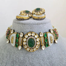 Green Victorian Mother Of Pearl Statement Choker, Sabyasachi Inspired Choker, Designer necklace,Indian Pakistani Jewelry for Wedding