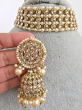 Champagne White Antique Polki Kundan Choker Necklace, Polk Necklace, Indian jewelry, Pakistani necklace, punjabi necklace, bridal wedding