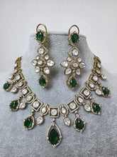 Green Moissanite Polki Kundan Necklace/Victorian Designer Necklace/Indian Celebrity/Indian Pakistani Wedding Jewelry, Indian necklace