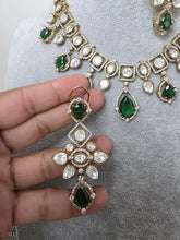 Green Moissanite Polki Kundan Necklace/Victorian Designer Necklace/Indian Celebrity/Indian Pakistani Wedding Jewelry, Indian necklace