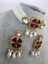 Red Heritage Victorian moissanite polki Kundan choker Necklace, Inlay work Indian Bridal Jewelry, Bollywood, Indian Pakistani Necklace