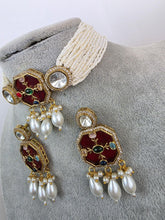 Red Heritage Victorian moissanite polki Kundan choker Necklace, Inlay work Indian Bridal Jewelry, Bollywood, Indian Pakistani Necklace