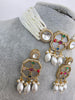 White Heritage Victorian moissanite polki Kundan choker Necklace, Inlay work Indian Bridal Jewelry, Bollywood, Indian Pakistani Necklace