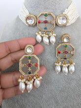 White Heritage Victorian moissanite polki Kundan choker Necklace, Inlay work Indian Bridal Jewelry, Bollywood, Indian Pakistani Necklace