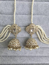 Kundan Pearl bahubali jhumka, Kundan jhumnka, bahubali earrings, Pearl jewelry for weddings, Indian Pakistani jewelry, Bridesmaid jewelry