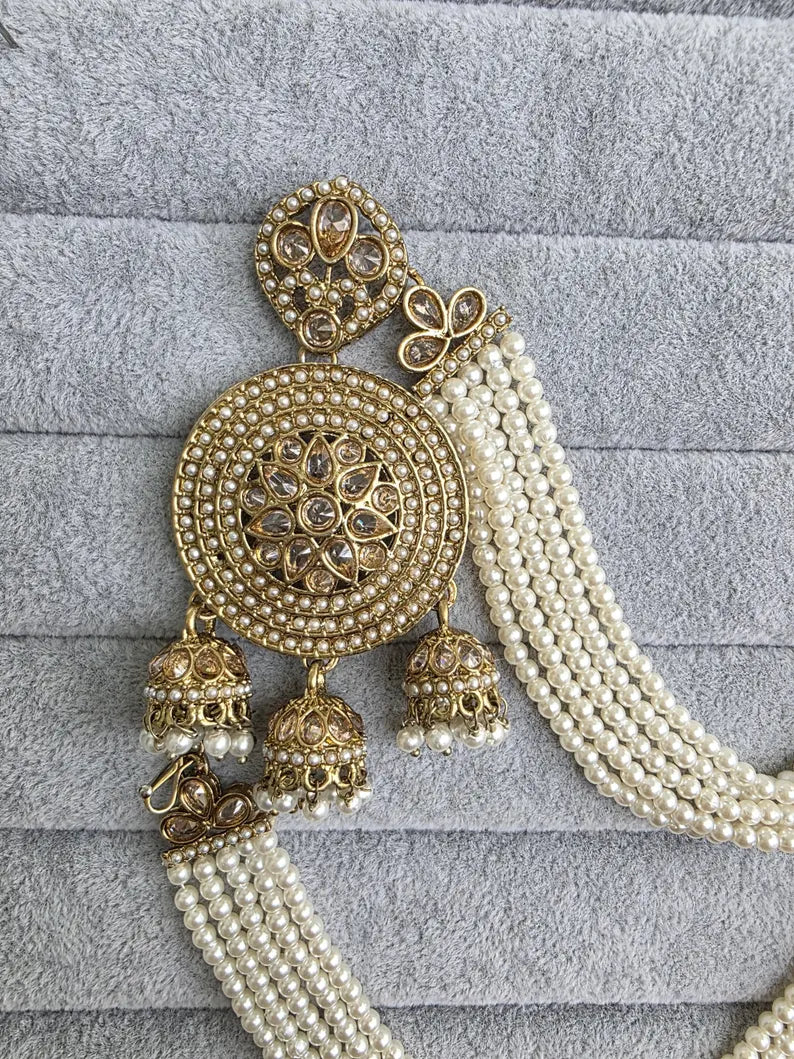 Bahubali Polki Pearl Earrings/Pearl earrings/Indian Jewelry/Pakistani/Punjabi/Indian/Statement earring/Bridal earrings/ wedding jewelry