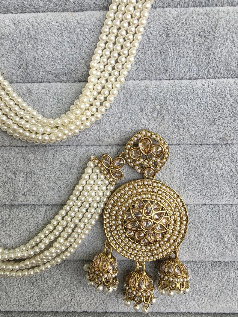 Bahubali Polki Pearl Earrings/Pearl earrings/Indian Jewelry/Pakistani/Punjabi/Indian/Statement earring/Bridal earrings/ wedding jewelry