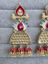 Red Kundan Earrings/Indian Earrings/pearl Earring/Pakistani Earrings/Statement Earrings/Long chandelier/bridal earrings