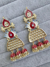 Red Kundan Earrings/Indian Earrings/pearl Earring/Pakistani Earrings/Statement Earrings/Long chandelier/bridal earrings