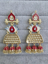 Red Kundan Earrings/Indian Earrings/pearl Earring/Pakistani Earrings/Statement Earrings/Long chandelier/bridal earrings