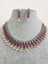 Ruby Handcrafted Oxidized Necklace/Oxidized Indian Jewelry/Boho Jewelry Necklace/Afghan Choker/Afghani jewelry/gypsy necklace