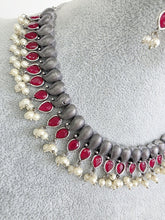 Ruby Handcrafted Oxidized Necklace/Oxidized Indian Jewelry/Boho Jewelry Necklace/Afghan Choker/Afghani jewelry/gypsy necklace