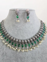 Green Handcrafted Oxidized Necklace/Oxidized Indian Jewelry/Boho Jewelry Necklace/Afghan Choker/Afghani jewelry/gypsy necklace