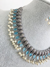 Aqua Blue Handcrafted Oxidized Necklace/Oxidized Indian Jewelry/Boho Jewelry Necklace/Afghan Choker/Afghani jewelry/gypsy necklace