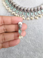 Mint Green Handcrafted Oxidized Necklace/Oxidized Indian Jewelry/Boho Jewelry Necklace/Afghan Choker/Afghani jewelry/gypsy necklace