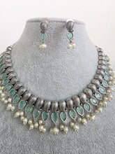 Mint Green Handcrafted Oxidized Necklace/Oxidized Indian Jewelry/Boho Jewelry Necklace/Afghan Choker/Afghani jewelry/gypsy necklace