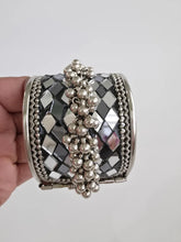 Mirror Oxidized Silver openable single Kada(1Pc)/German Silver/Boho/Tribal/Indian Jewelry/Pakistani/Oxidized Bangles/One size fit 2.4/2.6